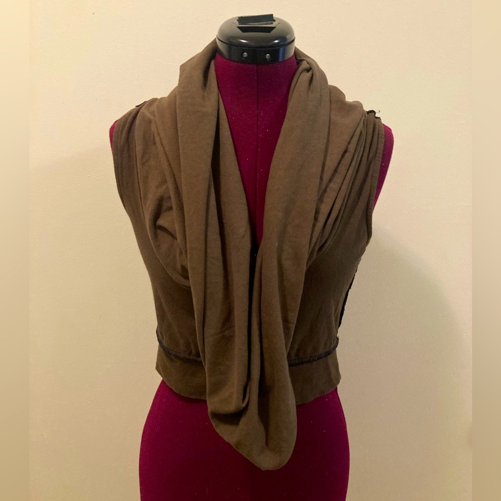 Green crop with cowl neck and lace back
